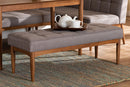 Yara Gray Fabric Upholstered and Walnut Brown Dining Bench Baxton