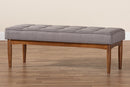 Yara Gray Fabric Upholstered and Walnut Brown Dining Bench Baxton