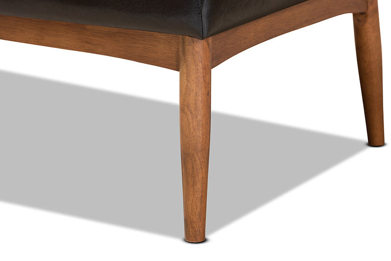 Yara Dark Brown Faux Leather Upholstered and Walnut Brown 4Pc Dining Nook Set Baxton
