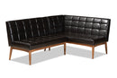 Yara Dark Brown Faux Leather Walnut Brown 2Pc Dining Nook Banquette Set Baxton