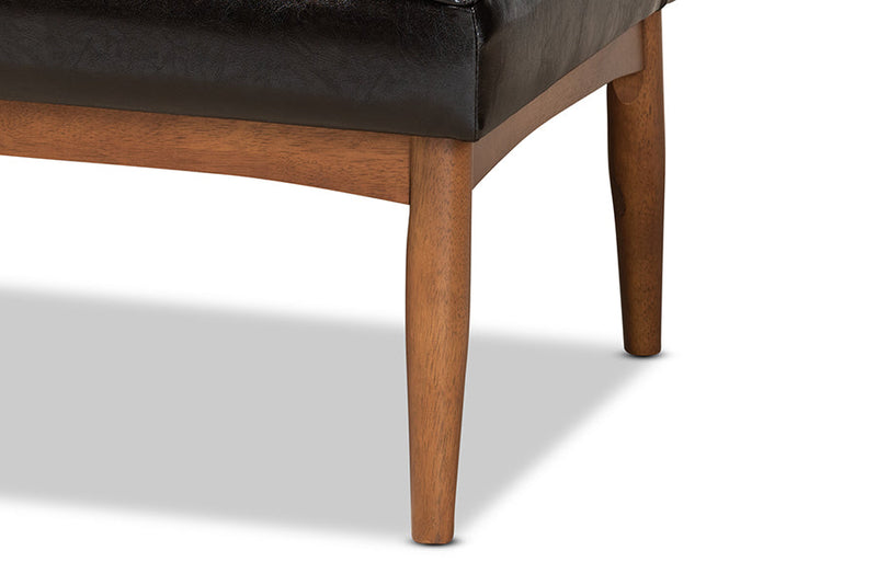 Yara Dark Brown Faux Leather Walnut Brown 2Pc Dining Nook Banquette Set Baxton