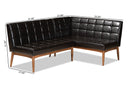 Yara Dark Brown Faux Leather Walnut Brown 2Pc Dining Nook Banquette Set Baxton