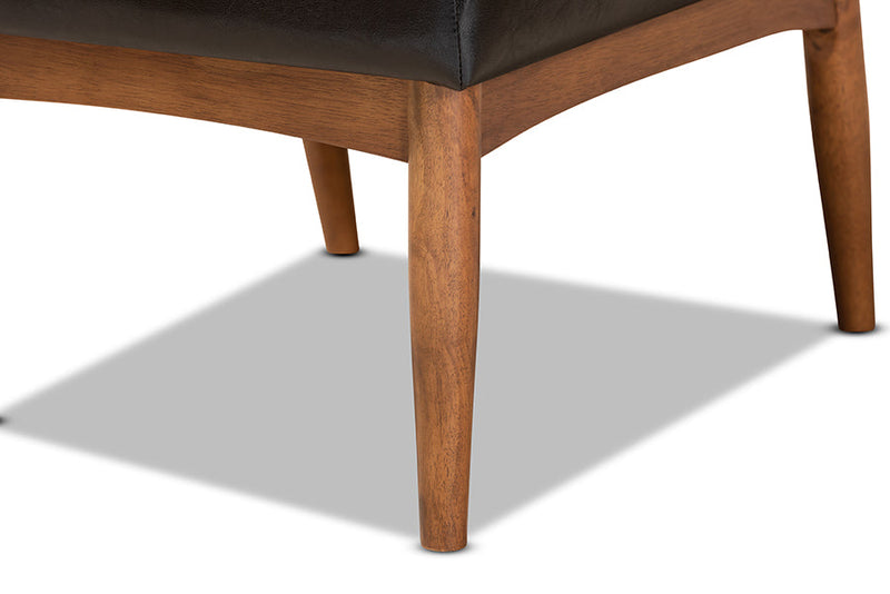 Yara Dark Brown Faux Leather Upholstered and Walnut Brown Dining Chair Baxton