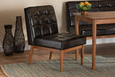 Yara Dark Brown Faux Leather Upholstered and Walnut Brown Dining Chair Baxton