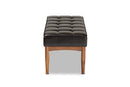 Yara Dark Brown Faux Leather Upholstered and Walnut Brown Dining Bench Baxton