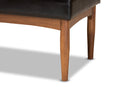 Yara Dark Brown Faux Leather Upholstered and Walnut Brown Dining Bench Baxton