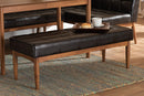 Yara Dark Brown Faux Leather Upholstered and Walnut Brown Dining Bench Baxton