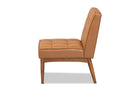 Yara Tan Faux Leather Upholstered and Walnut Brown Dining Chair Baxton