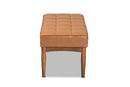 Yara Tan Faux Leather Upholstered and Walnut Brown Dining Bench Baxton