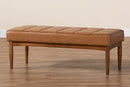 Yara Tan Faux Leather Upholstered and Walnut Brown Dining Bench Baxton