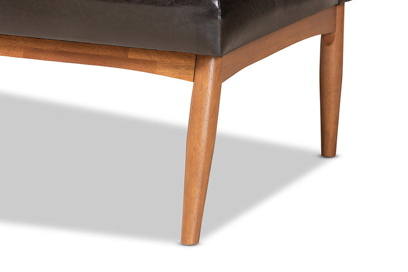 Camelia Dark Brown Faux Leather Walnut Brown 4Pc Dining Nook Set Baxton