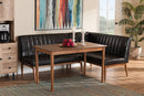 Camelia Dark Brown Faux Leather Walnut Brown 3-Piece Dining Nook Set Baxton