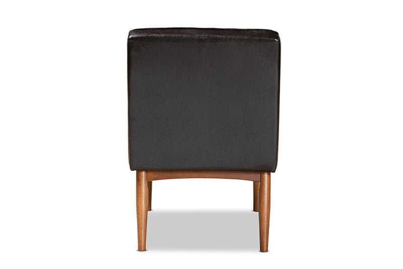Camelia Dark Brown Faux Leather Walnut Brown Dining Chair Baxton