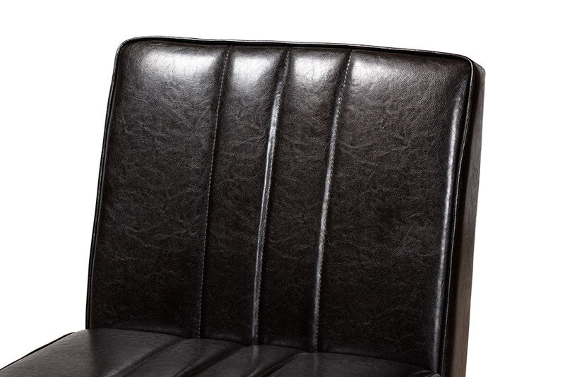 Camelia Dark Brown Faux Leather Walnut Brown Dining Chair Baxton