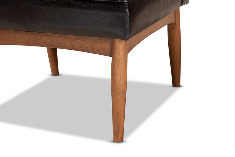 Camelia Mid-Century Modern Dark Brown Faux Leather Upholstered and Walnut Brown Finished Wood Dining Chair