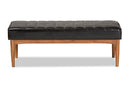 Camelia Dark Brown Faux Leather Walnut Brown Dining Bench Baxton