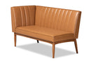 Camelia Tan Faux Leather Walnut Brown 2Pc Dining Nook Banquette Set Baxton
