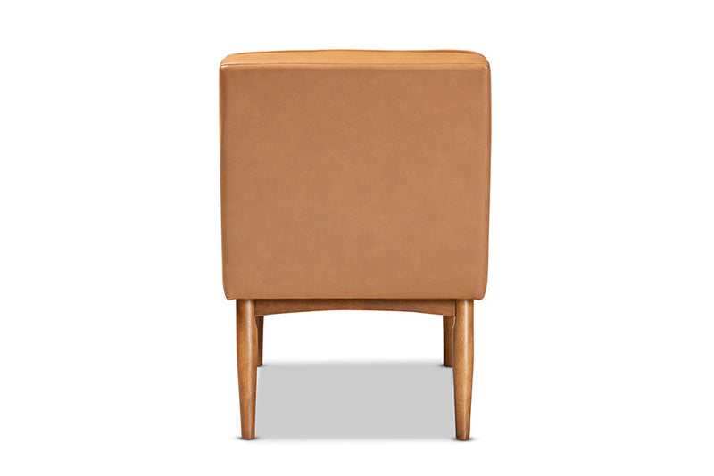 Camelia Tan Faux Leather Walnut Brown Dining Chair Baxton