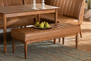 Camelia Tan Faux Leather Walnut Brown Dining Bench Baxton