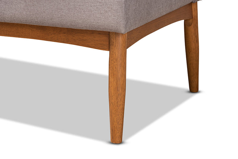 Mario Gray Fabric Walnut Brown 2Pc Dining Nook Banquette Set Baxton