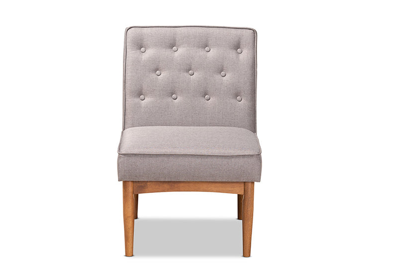 Mario Gray Fabric Walnut Brown Dining Chair Baxton