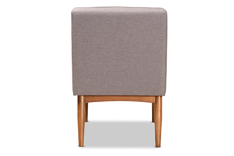 Mario Mid-Century Modern Gray Fabric Upholstered and Walnut Brown Finished Wood Dining Chair