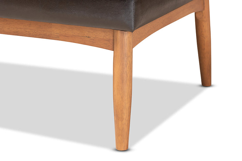 Mario Dark Brown Faux Leather Upholstered and Walnut Brown 4Pc Dining Nook Set Baxton