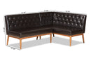Mario Dark Brown Faux Leather Walnut Brown 2Pc Dining Nook Banquette Set Baxton