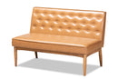 Mario Tan Faux Leather Walnut Brown 2Pc Dining Nook Banquette Set Baxton