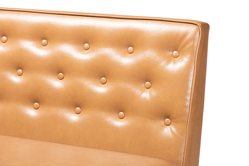 Mario Tan Faux Leather Walnut Brown 2Pc Dining Nook Banquette Set Baxton