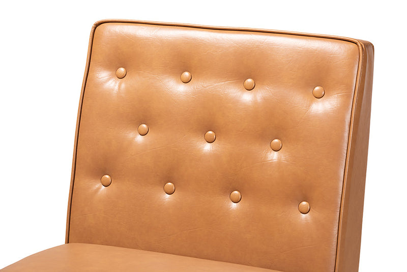 Mario Tan Faux Leather Walnut Brown Dining Chair Baxton