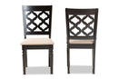 Edith Sand Fabric Upholstered and Dark Brown 2Pc Dining Chair Set Baxton