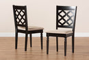 Edith Sand Fabric Upholstered and Dark Brown 2Pc Dining Chair Set Baxton