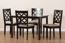 Edith Sand Fabric Upholstered and Dark Brown 5-Piece Dining Set Baxton