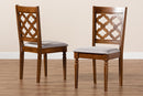 Edith Gray Fabric Upholstered and Walnut Brown 2Pc Dining Chair Set Baxton