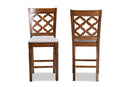 Edith Gray Fabric Walnut Brown Finished 2Pc Counter Stool Set Baxton