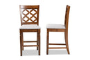 Edith Gray Fabric Walnut Brown Finished 2Pc Counter Stool Set Baxton