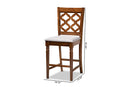 Edith Gray Fabric Walnut Brown Finished 2Pc Counter Stool Set Baxton