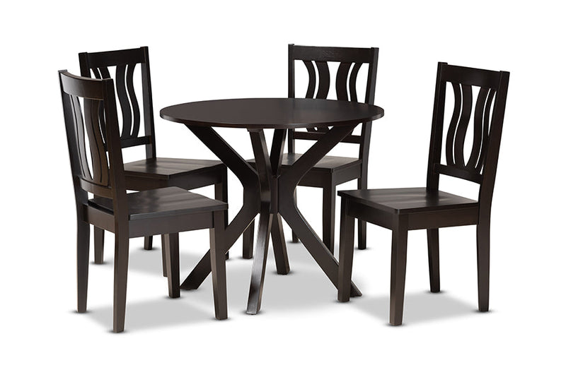 Dallas Dark Brown 5-Piece Dining Set Baxton