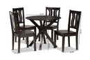 Dallas Dark Brown 5-Piece Dining Set Baxton