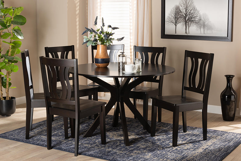 Dallas Modern and Contemporary Dark Brown Finished Wood 7-Piece Dining Set