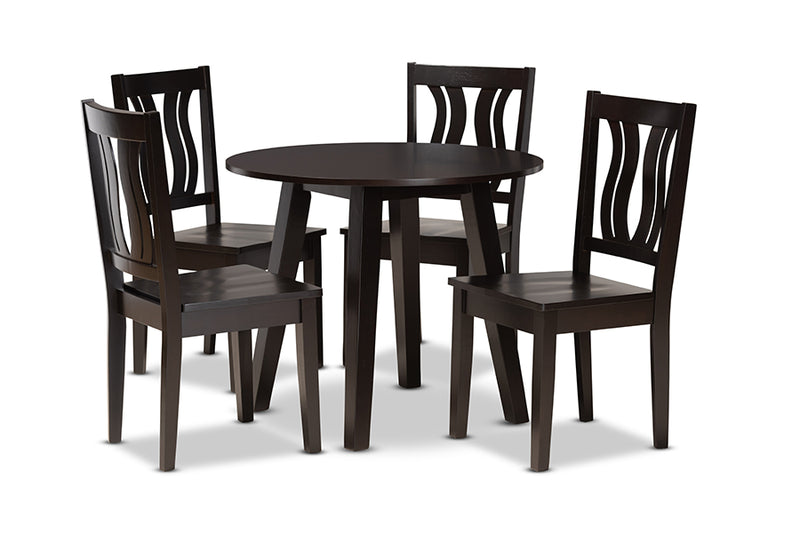 Tania Modern and Contemporary Dark Brown Finished Wood 5-Piece Dining Set