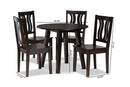 Tania Dark Brown 5-Piece Dining Set Baxton