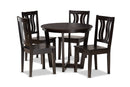 Leni Dark Brown 5-Piece Dining Set Baxton