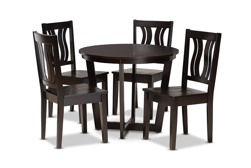 Leni Dark Brown 5-Piece Dining Set Baxton