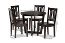 Leni Dark Brown 5-Piece Dining Set Baxton
