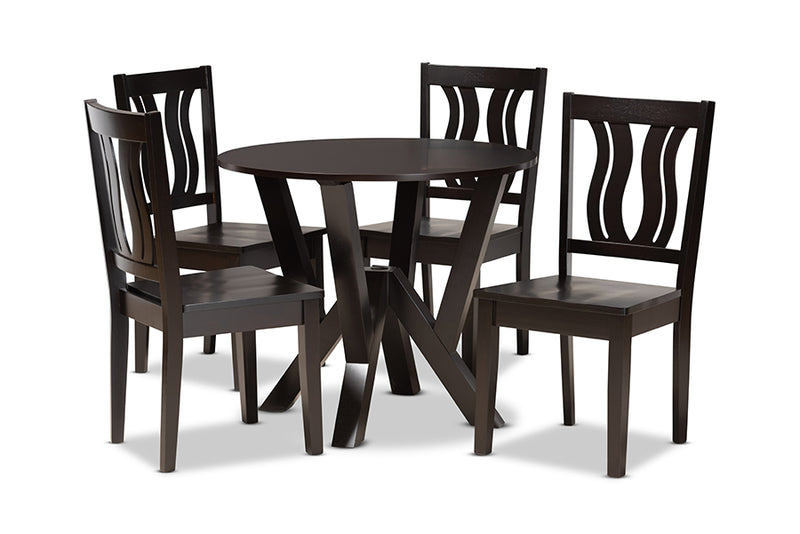 Baden Modern and Contemporary Dark Brown Finished Wood 5-Piece Dining Set