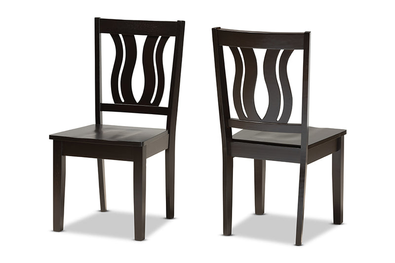 Roald Modern and Contemporary Dark Brown Finished Wood 2-Piece Dining Chair Set