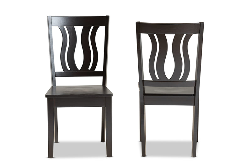 Roald Modern and Contemporary Dark Brown Finished Wood 2-Piece Dining Chair Set