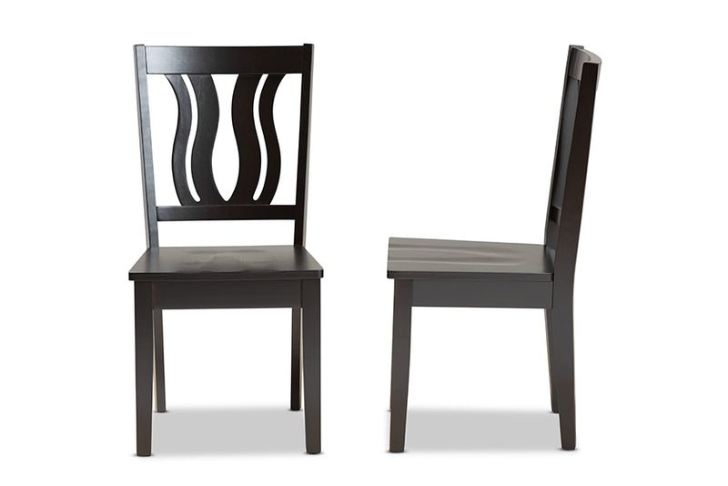 Roald Modern and Contemporary Dark Brown Finished Wood 2-Piece Dining Chair Set